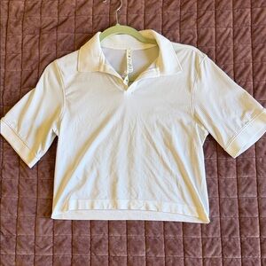 lululemon athletica White Cropped Polo Knit Top